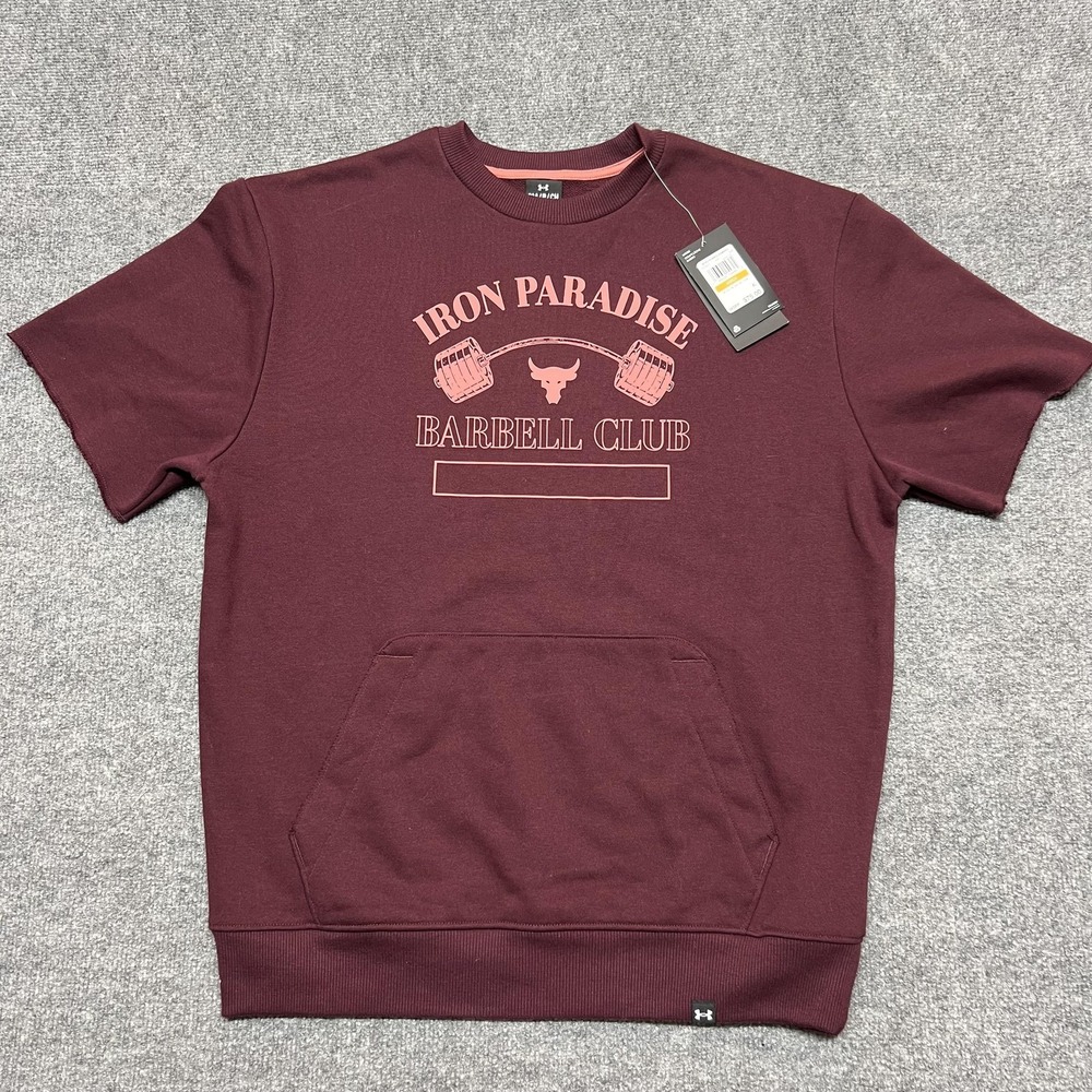 Under Armour Shirt Mens Small Red Short Sleeve Iron Paradise Barbell Club Gym